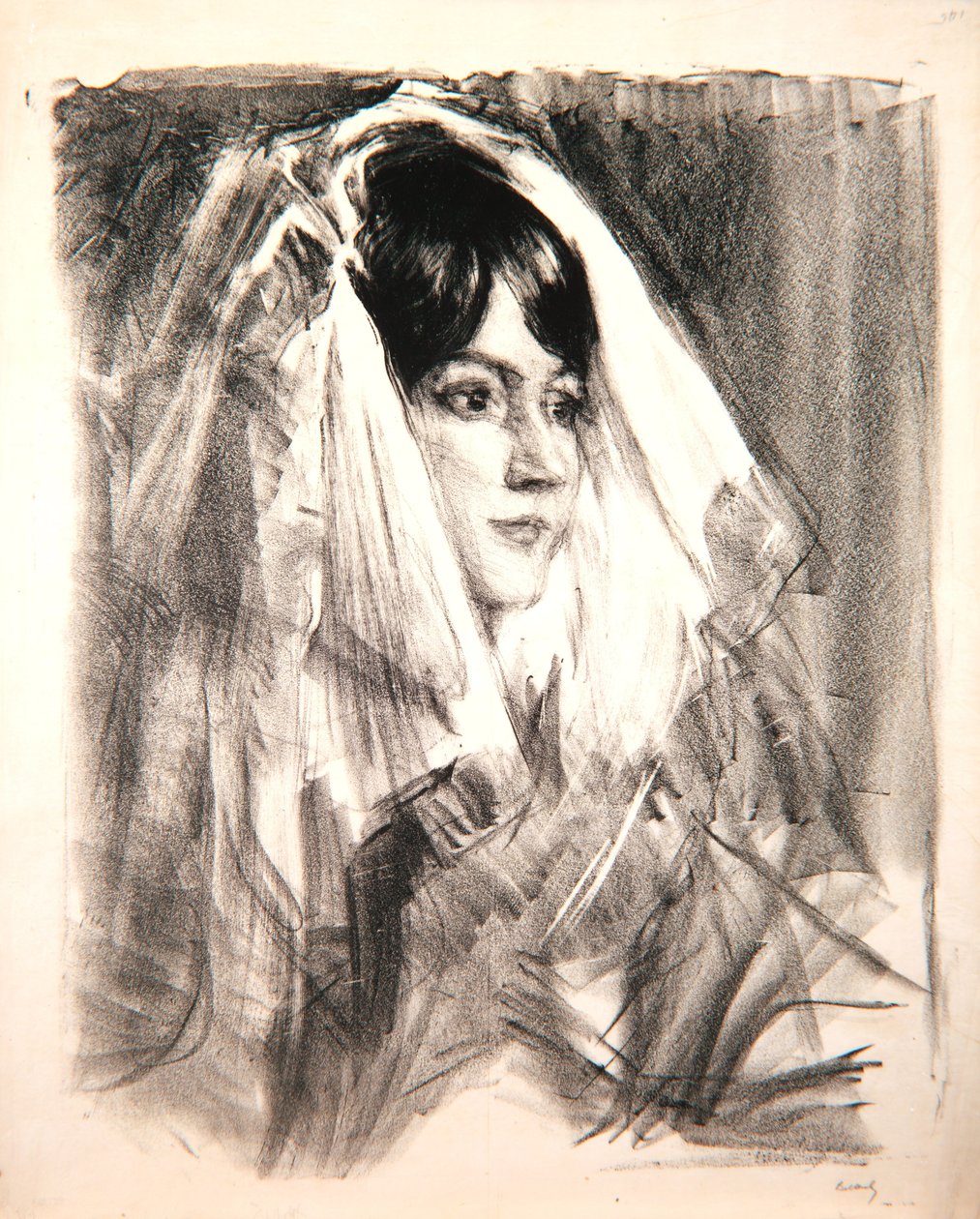 A Mantilla, Madame Anglada, 1905 alkotó: Albert de Belleroche