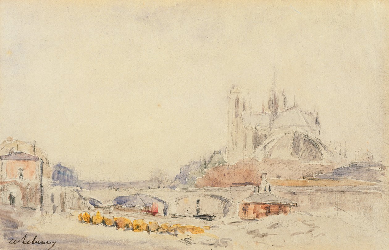 A Pont de la Tournelle és a Notre-Dame de Paris látványa alkotó: Albert Charles Lebourg