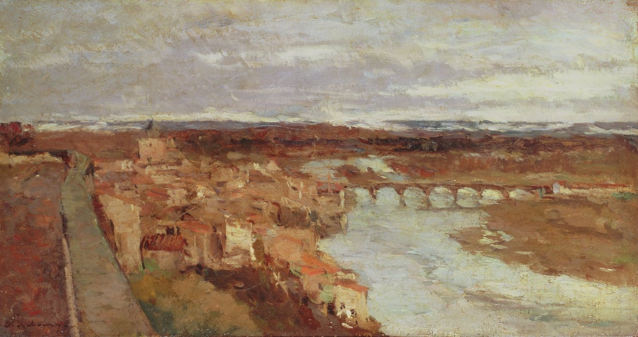 Kilátás Pont-du-Chateau városára, 1895 körül alkotó: Albert Charles Lebourg