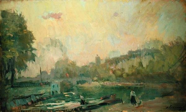 A Szajna mentén (olaj, vászon) alkotó: Albert Charles Lebourg