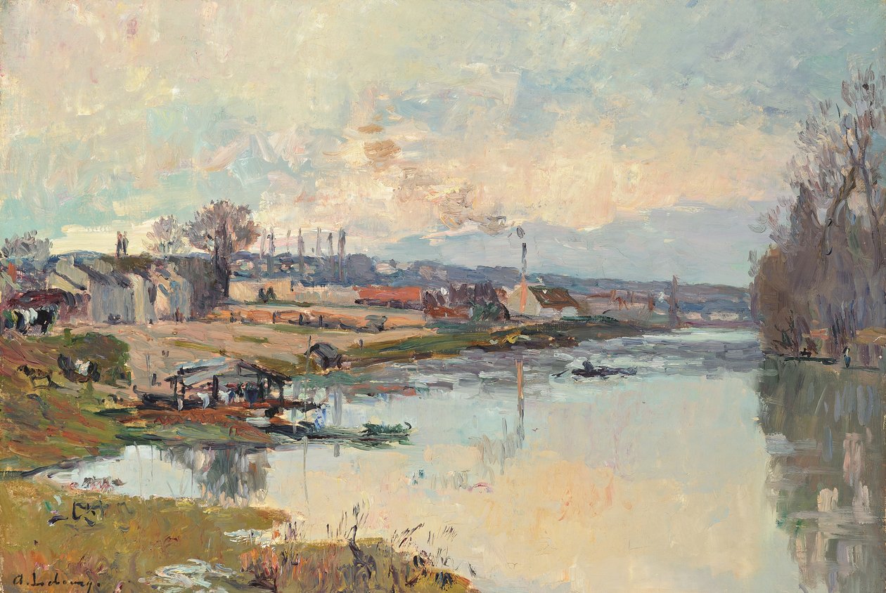 Szajna Port Marlyban (olaj, vászon) alkotó: Albert Charles Lebourg
