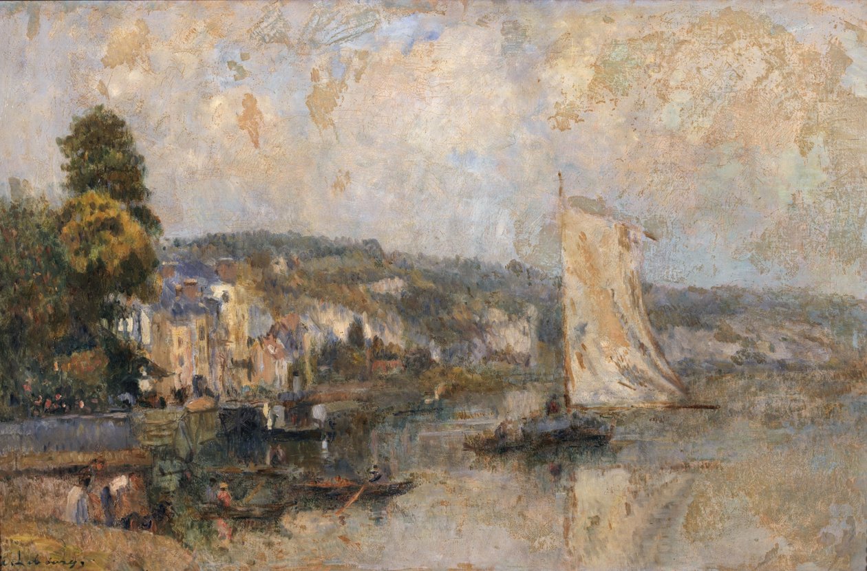 A Szajna La Bouille-nál, Rouen közelében, 1904 körül (olaj, vászon) alkotó: Albert Charles Lebourg