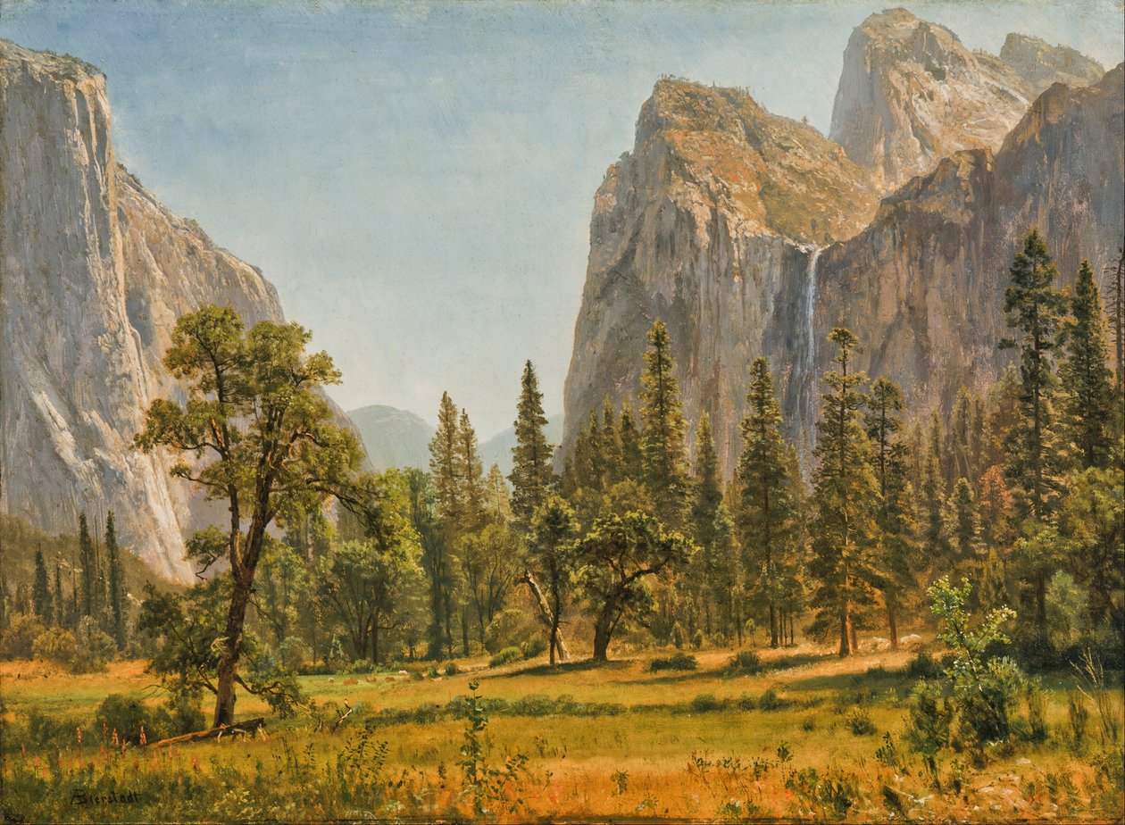 Bridal Veil vízesés, Yosemite-völgy, Kalifornia alkotó: Albert Bierstadt
