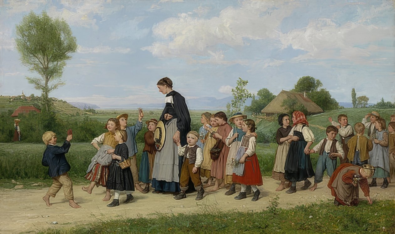 Az iskolai séta. 1872 alkotó: Albert Anker