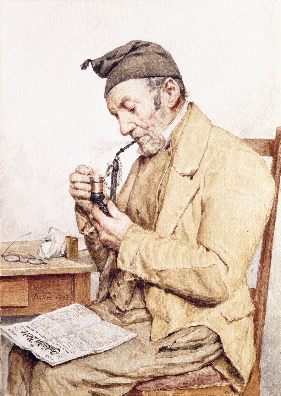 Nagyapa pipával, 1903 alkotó: Albert Anker