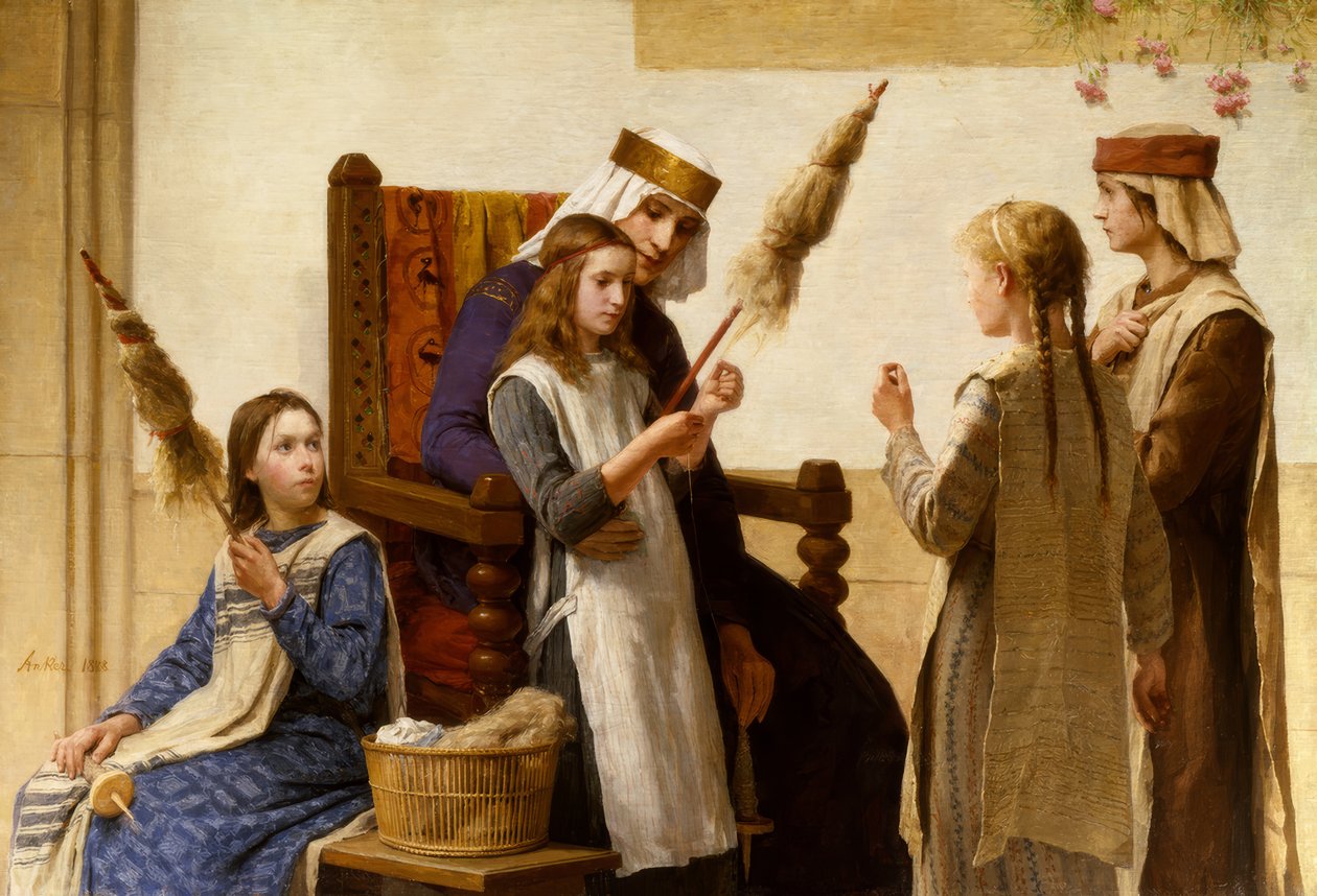Bertha királynő és a fonók alkotó: Albert Anker
