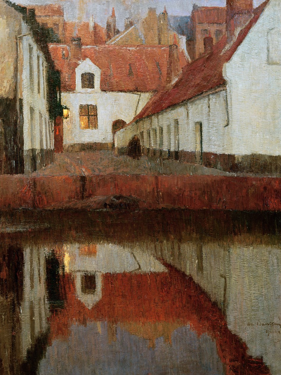 Kisváros a víz szélén, alkonyatkor, 1899 alkotó: Albert Baertsoen
