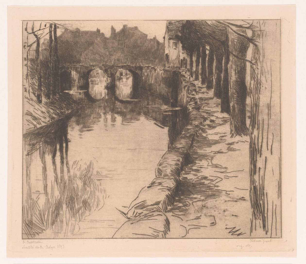 Régi híd egy csatornán Diksmuide-ban Vieux Pont (cím az objektumon) Régi híd Diksmuide-ban alkotó: Albert Baertsoen