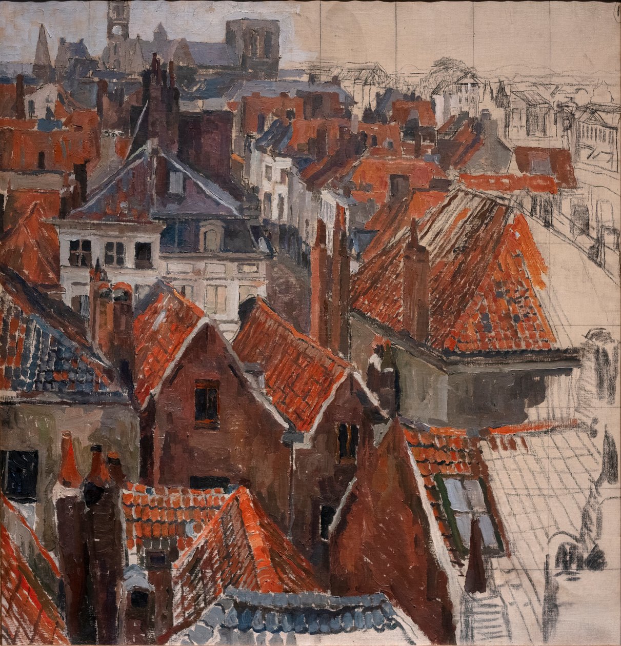 Gent háztetői (befejezetlen változat), 1920-22 körül (olaj, vászon) alkotó: Albert Baertsoen