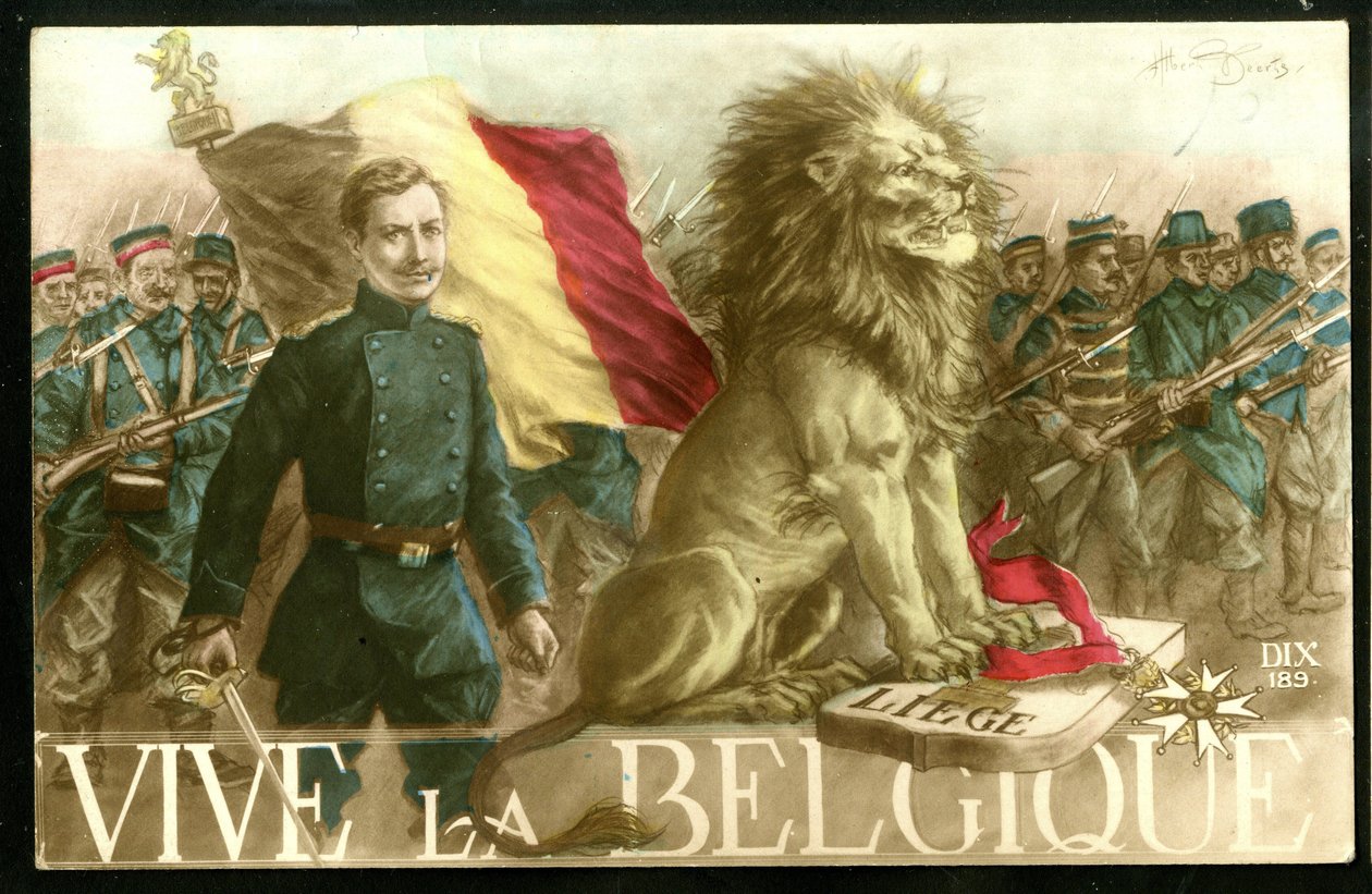 14-18. háború:Éljen Belgium, 1915 körül (képeslap) alkotó: Albert Beerts
