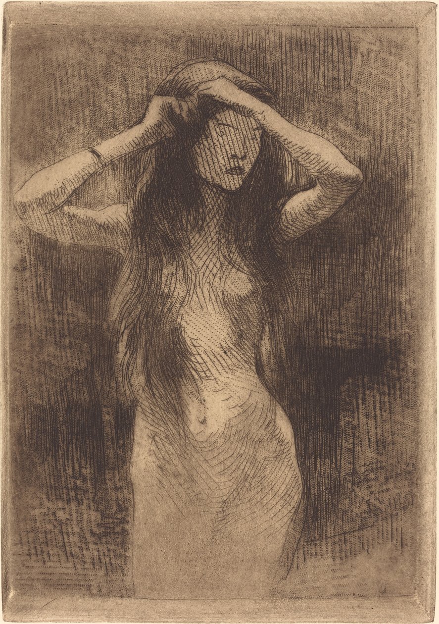 Meztelen Lány Haját Fésülve alkotó: Albert Besnard