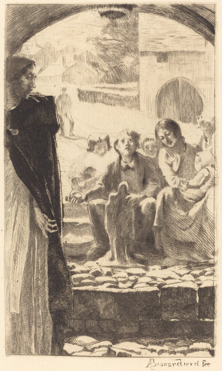 Pierre lemásolja a Szűzanyát a Marly-templom portáljáról alkotó: Albert Besnard