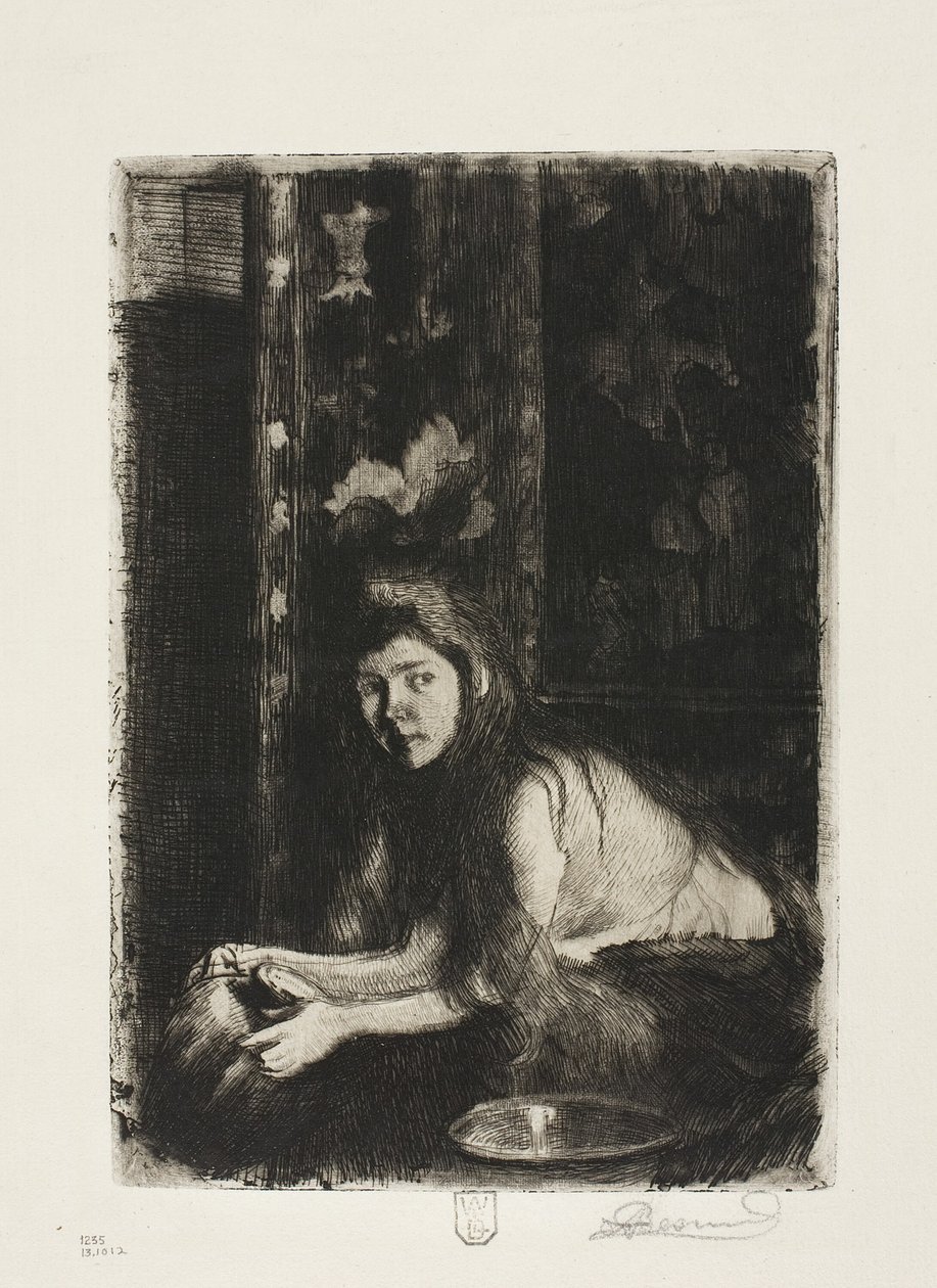 Nő egy vázával alkotó: Albert Besnard