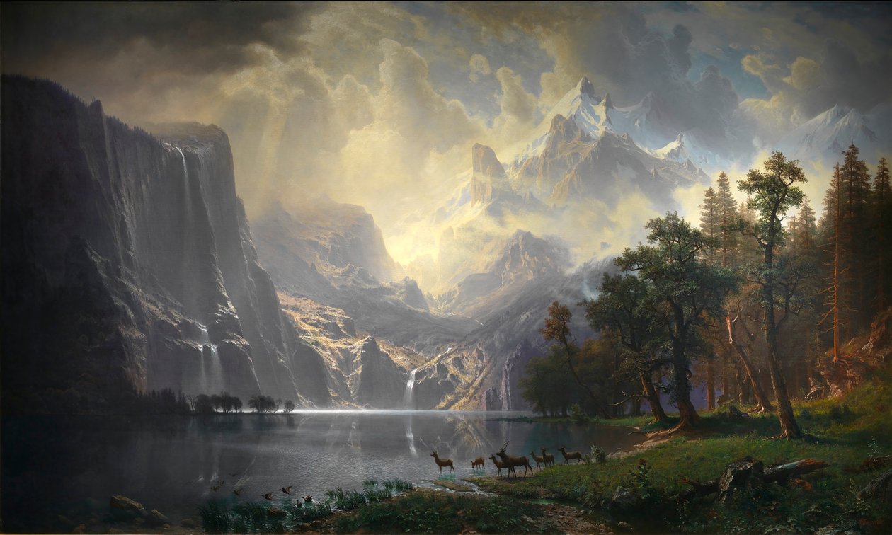 A kaliforniai Sierra Nevada között alkotó: Albert Bierstadt