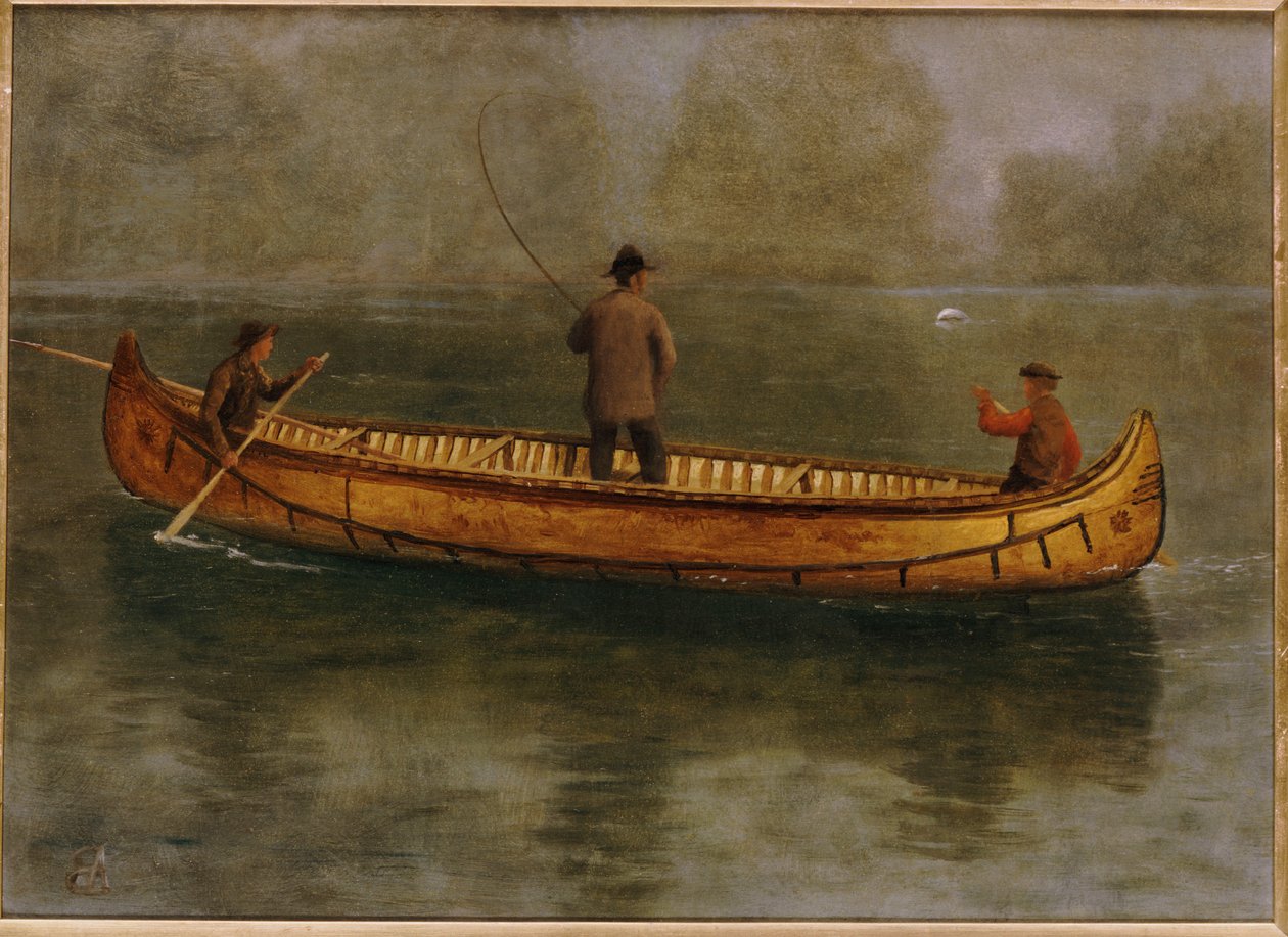 Horgászat kenuból alkotó: Albert Bierstadt