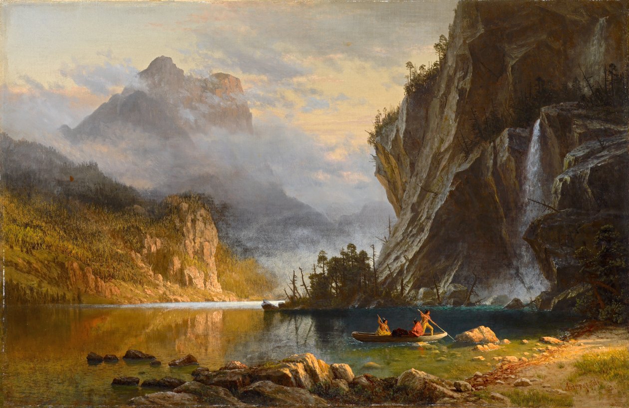 Az indiánok lándzsás horgászata alkotó: Albert Bierstadt