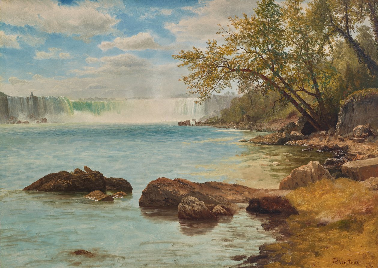 Niagara-vízesés Terrapin-toronnyal, 1869 körül (olaj, papír) alkotó: Albert Bierstadt