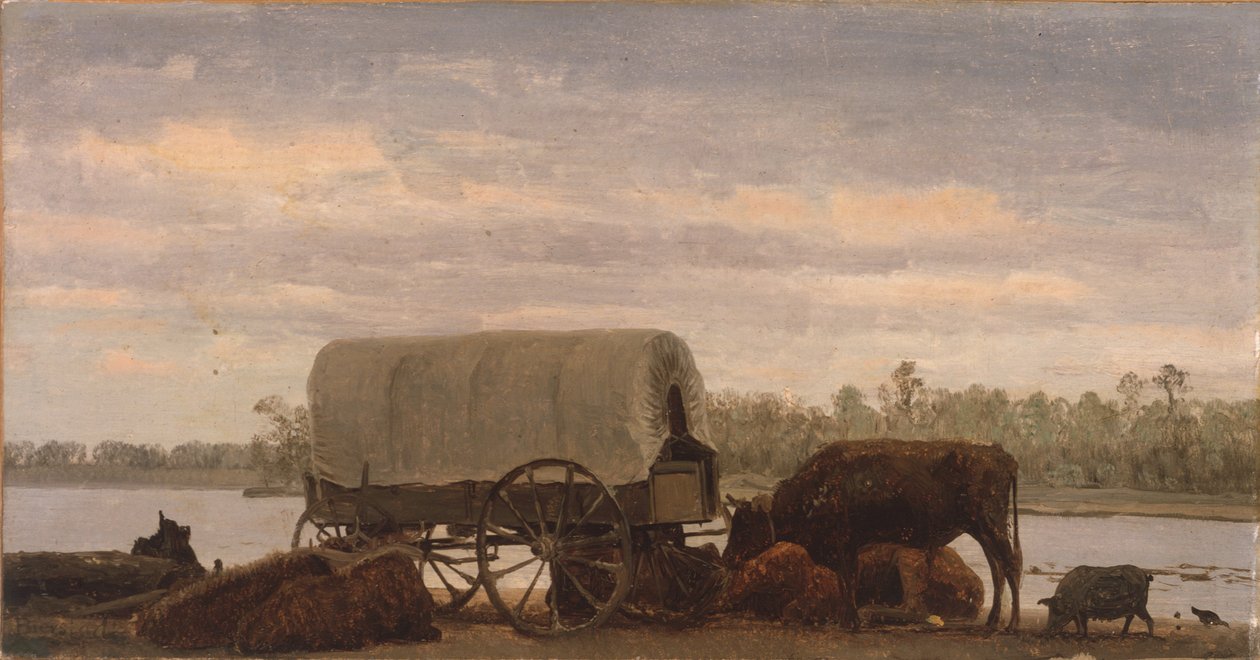 Nooning on the Platte, 1859 körüli (olaj, papír, vászonra erősítve) alkotó: Albert Bierstadt
