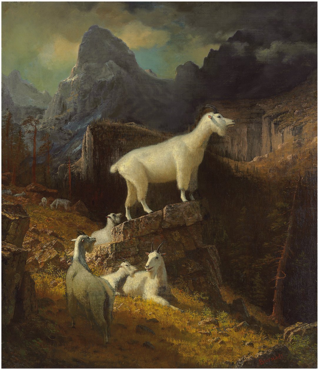 Rocky Mountain Goats, 1885 körül (olaj, vászon) alkotó: Albert Bierstadt