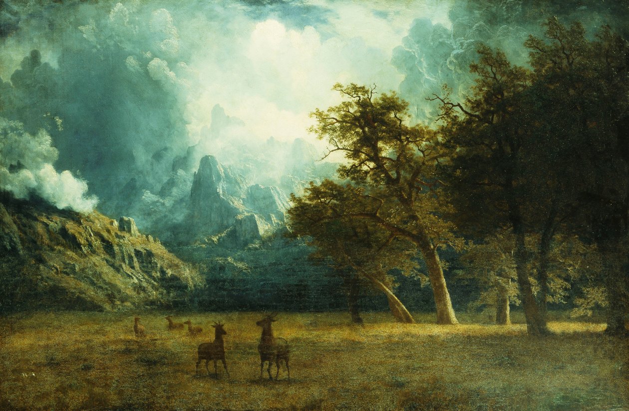 Vihar a Laramie csúcson, alkotó: Albert Bierstadt
