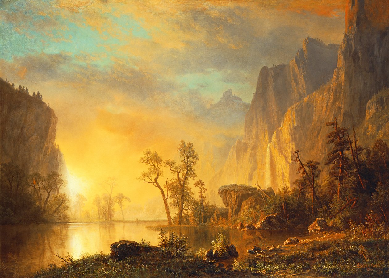 Naplemente a Sziklás-hegységben alkotó: Albert Bierstadt