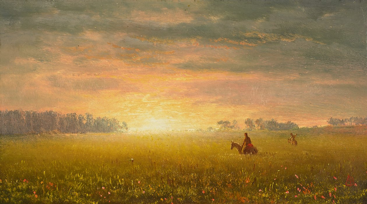 Naplemente a prérin, 1861 körül (olaj, papír) alkotó: Albert Bierstadt