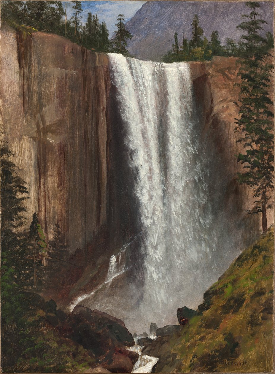 Tavaszi vízesés, 1863 (olaj, papír, vászonra rögzítve) alkotó: Albert Bierstadt