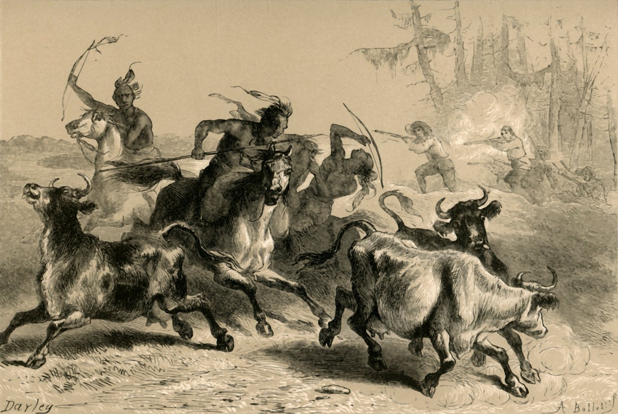 Az indiánok kifosztják a dél-karolinai ültetvényeket, 1877. alkotó: Albert Bobbett