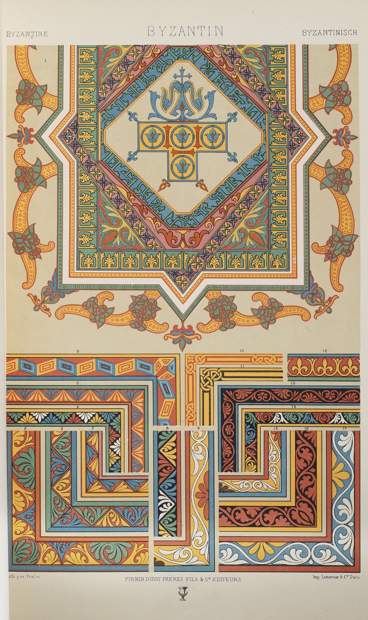 Bizánci, 34. tábla a „Polikromatikus dísz: száz tábla aranyban, ezüstben és színekben” 34. alkotó: Albert Charles August Racinet