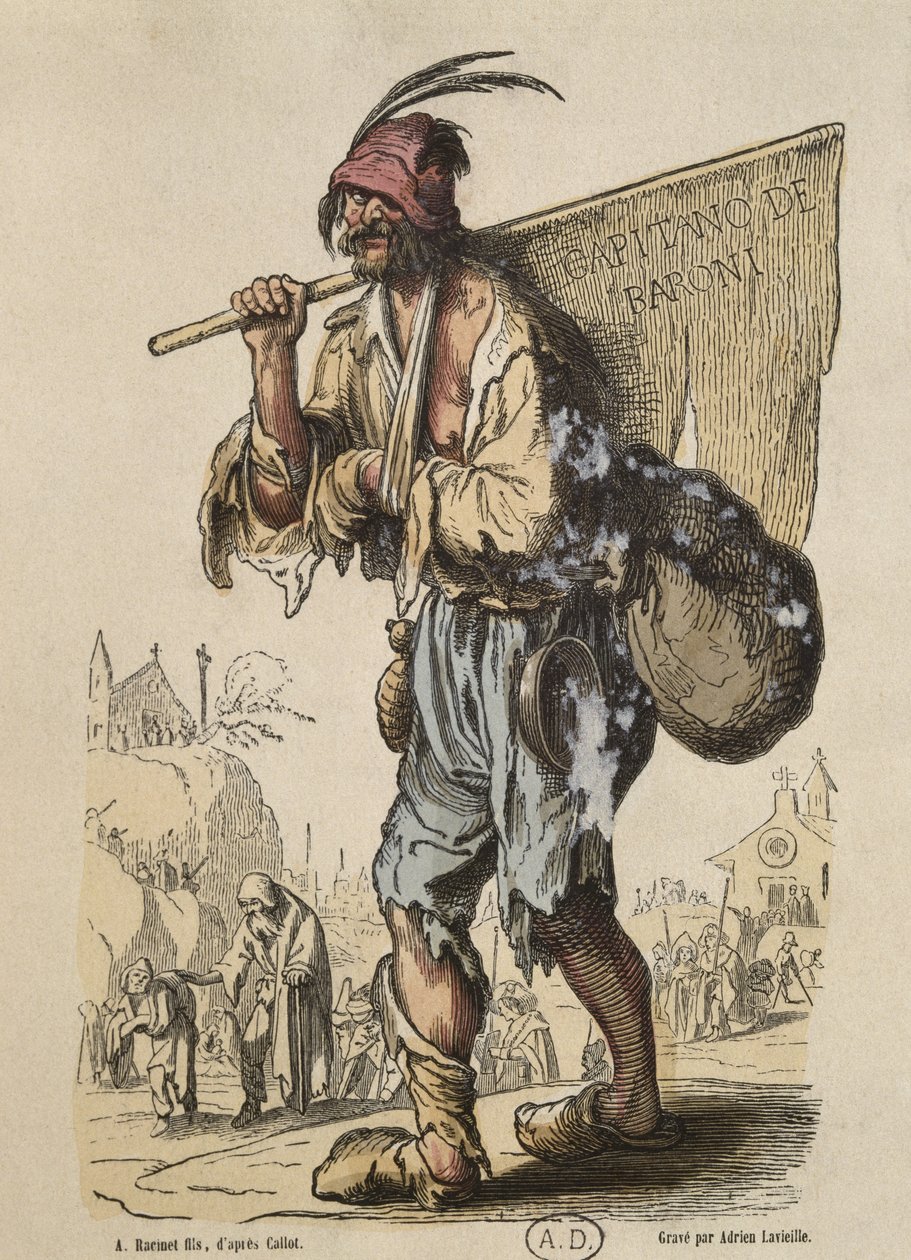 A Bohemians kapitánya, Jacques Callot (1592-1635) nyomán Adrien Lavieille (1818-62) metszete (színes metszet) alkotó: Albert Charles August Racinet