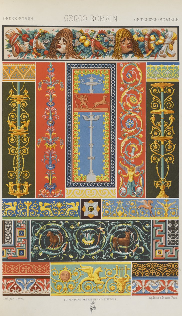 Görög-római, 9. tábla a „Polikromatikus dísz: száz tábla aranyban, ezüstben és színekben” 9. alkotó: Albert Charles August Racinet
