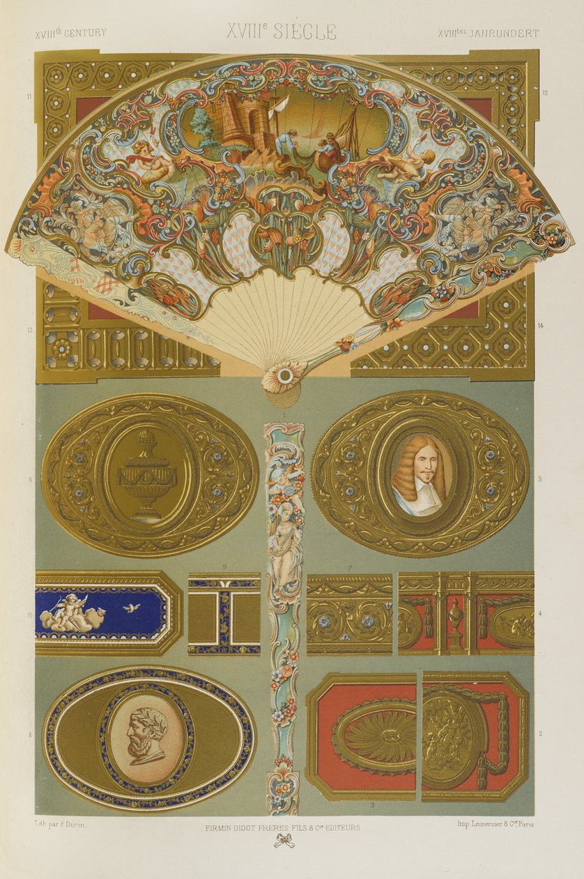 XVIII. század, 96. tábla a „Polikromatikus dísz: száz tábla aranyban, ezüstben és színekben” 96. alkotó: Albert Charles August Racinet