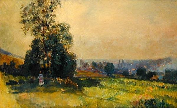 Fiatal lány a tájban (olaj, vászon) alkotó: Albert Charles Lebourg