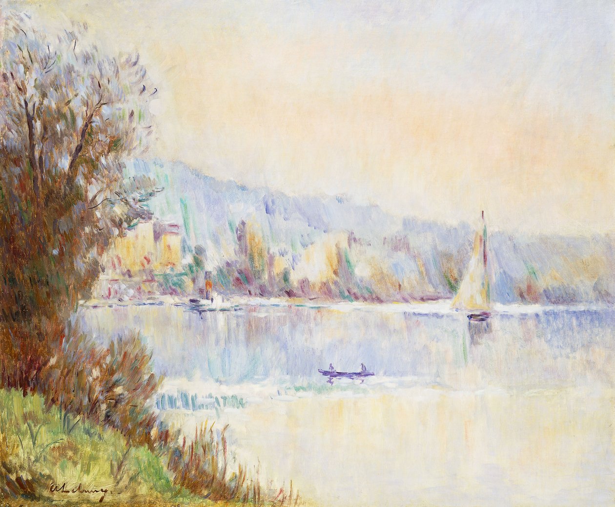 Hajók a Szajnán; Hajók a Szajnán, alkotó: Albert Charles Lebourg