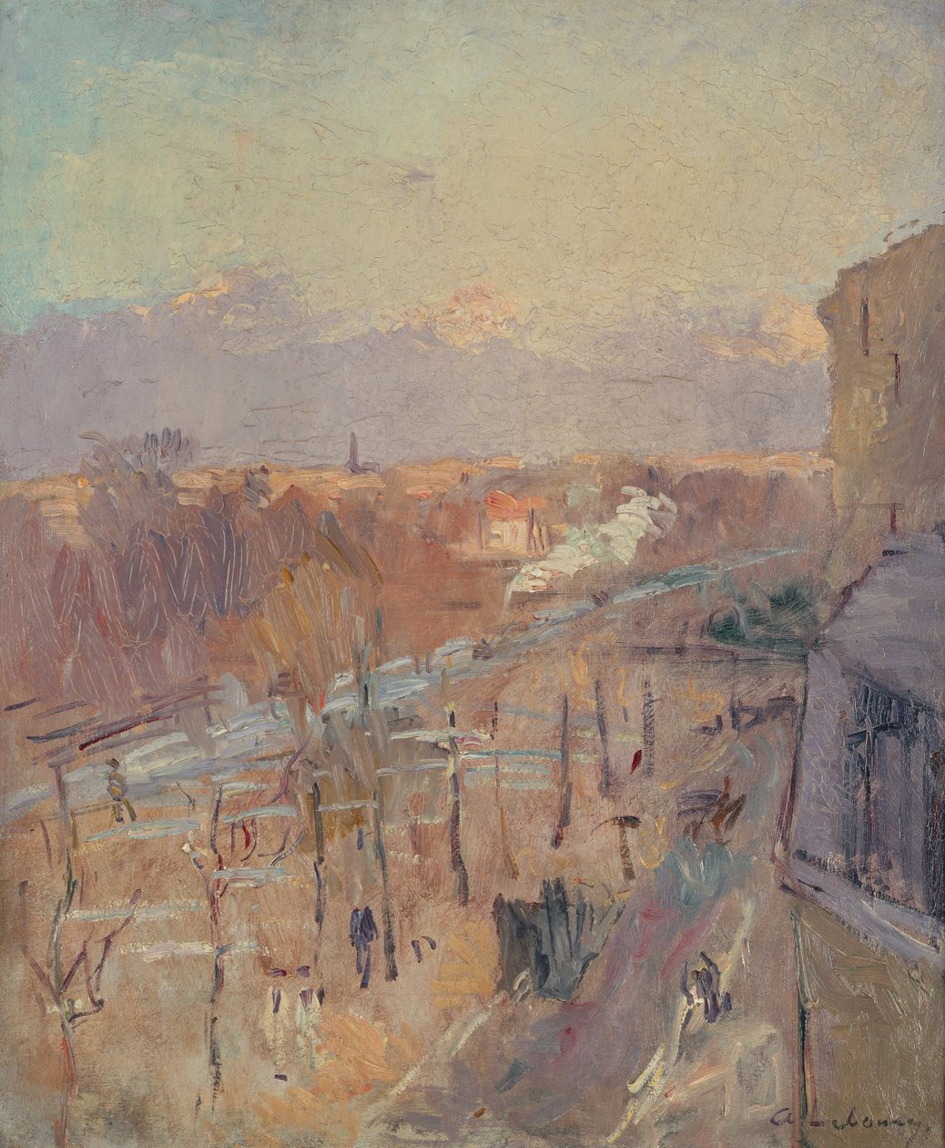 A párizsi sugárút vihar után (olaj, vászon) alkotó: Albert Charles Lebourg
