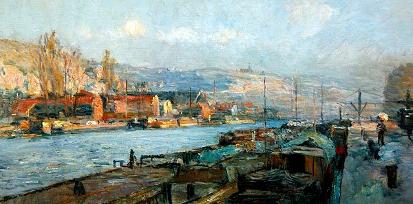 Az Ile Lacroix és a Cote Sainte-Catherine, Rouen, este alkotó: Albert Charles Lebourg