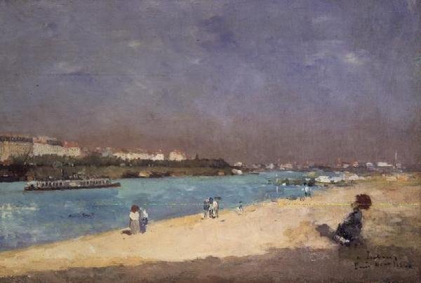 Párizs külvárosának látképe a Pont Nationalról, 1882 alkotó: Albert Charles Lebourg