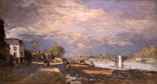 Sétálók a folyóparton (olaj, vászon) alkotó: Albert Charles Lebourg