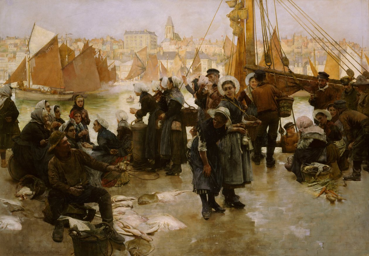 A halászflotta indulása, Boulogne, 1891 alkotó: Albert Chevallier Tayler