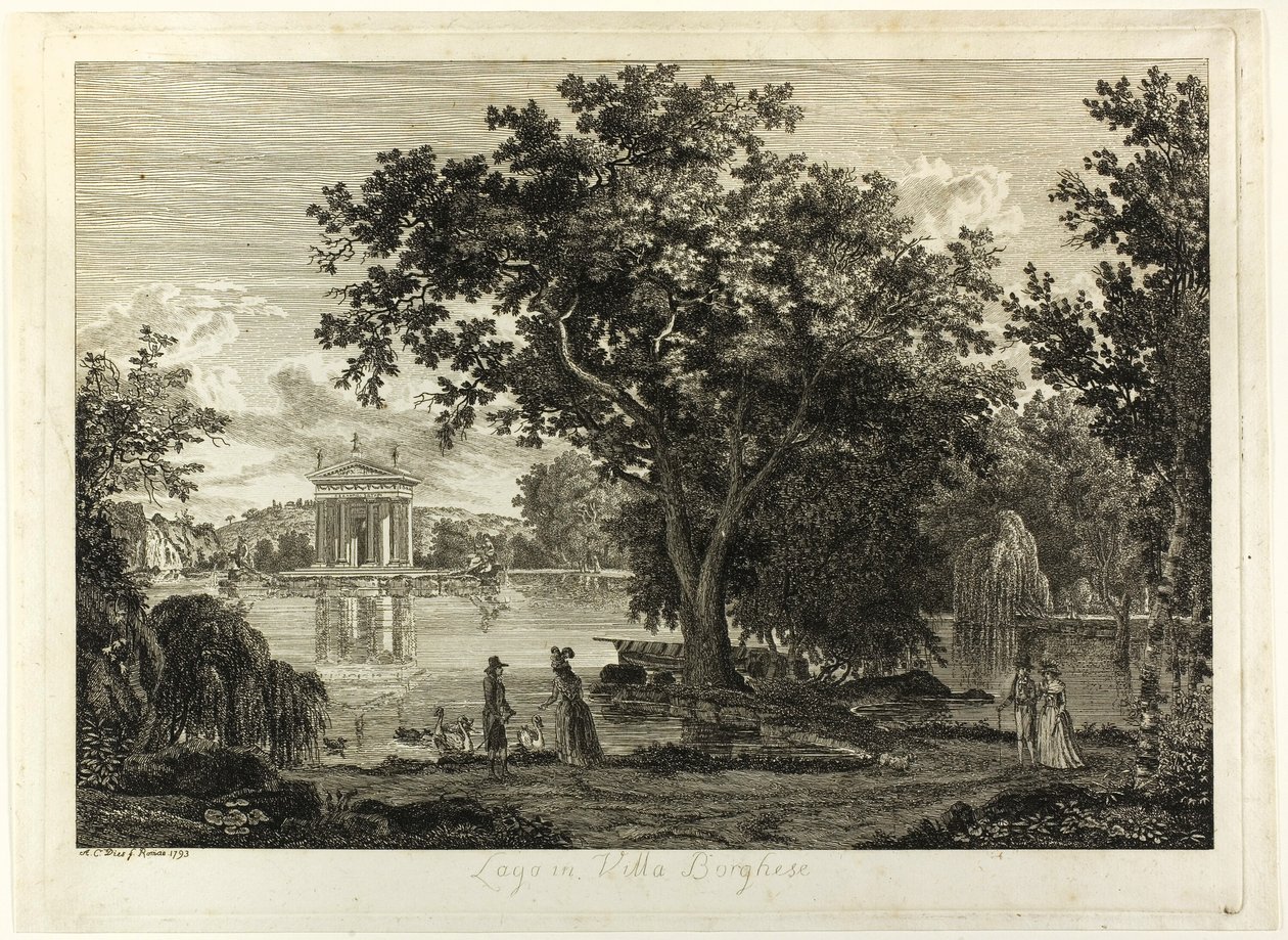 Tó a Villa Borghese-ben alkotó: Albert Christoph Dies