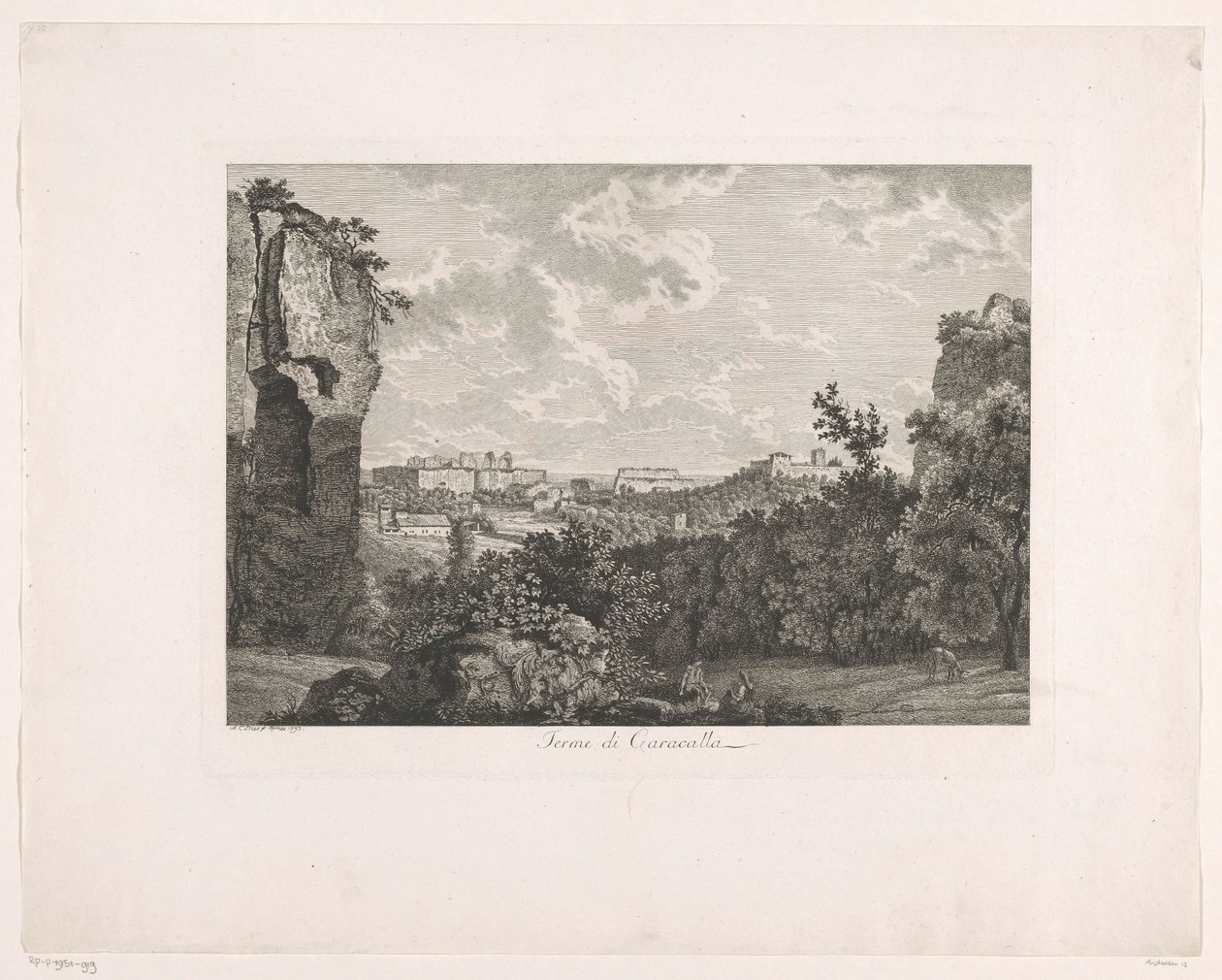 Caracalla fürdői Terme di Caracalla (cím a tárgyon) Festői maratott prospektusok Olaszországból (sorozat címe) alkotó: Albert Christoph Dies