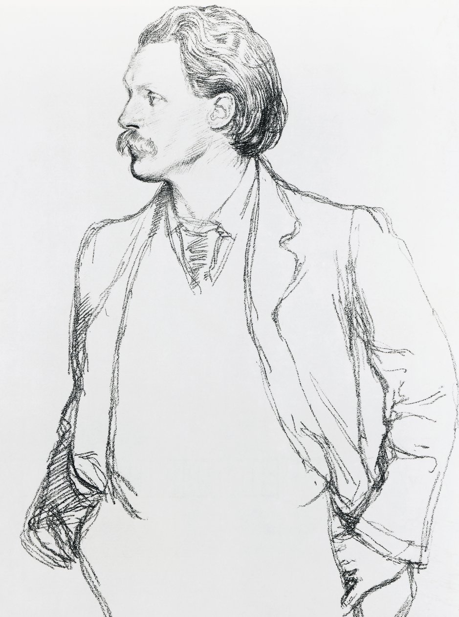 George Gissing angol regényíró portréja alkotó: Albert Daniel Rutherston