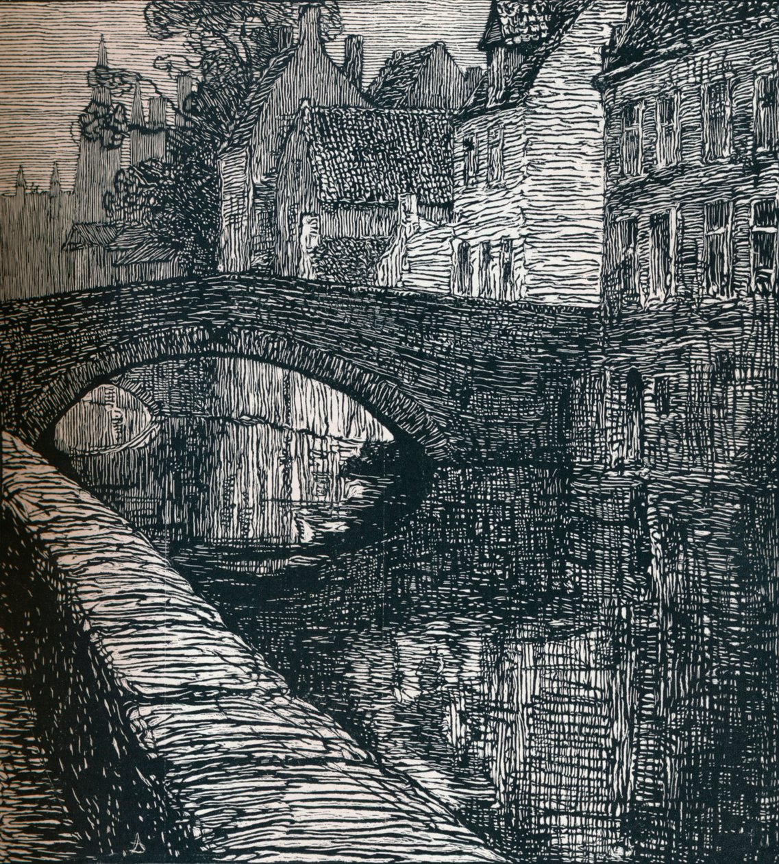 Brugge: Le Quai Vert A zöld rakpart, 1916, 1917 alkotó: Albert Delstanche