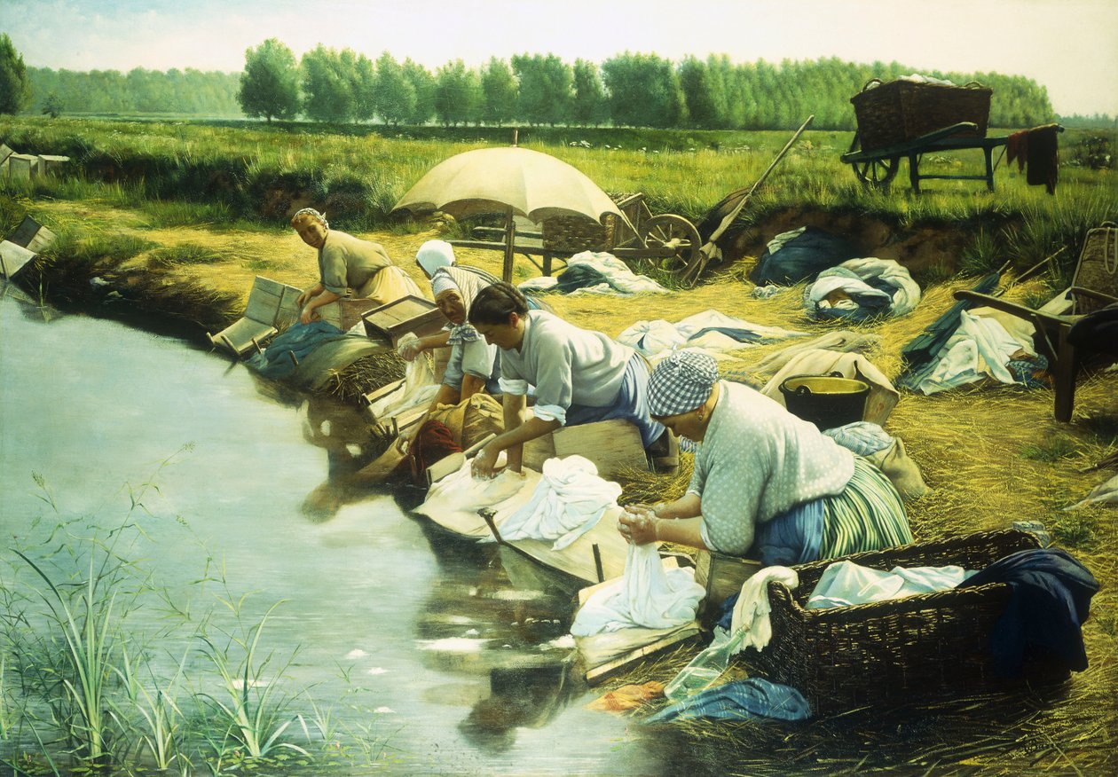 Mosodai nők a Trappes régióban (olaj, vászon) alkotó: Albert Desire
