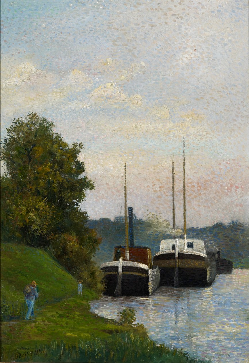 Bárkák a Szajnán alkotó: Albert Dubois Pillet