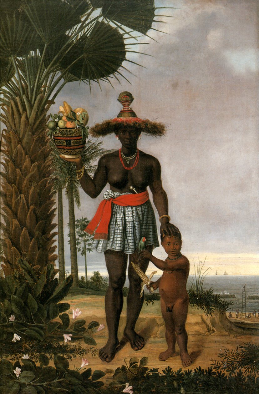Francia: Portrait de femme noire avec enfant et panier Amerikai nő portréja alkotó: Albert Eckhout