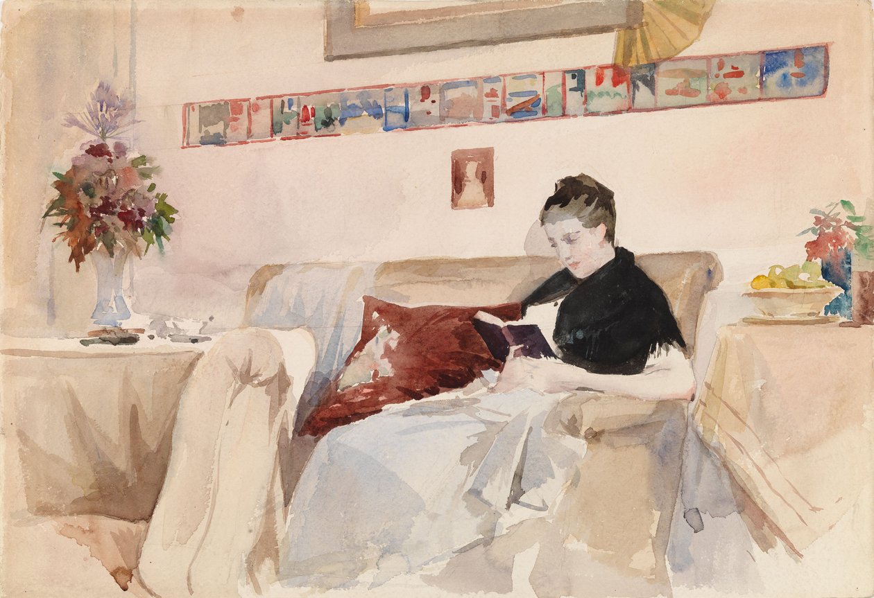 A művész felesége olvas a kanapén alkotó: Albert Edelfelt