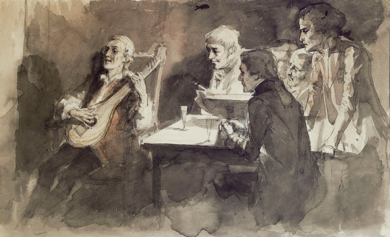 „Bellman utoljára énekel barátainak” – tanulmány alkotó: Albert Edelfelt