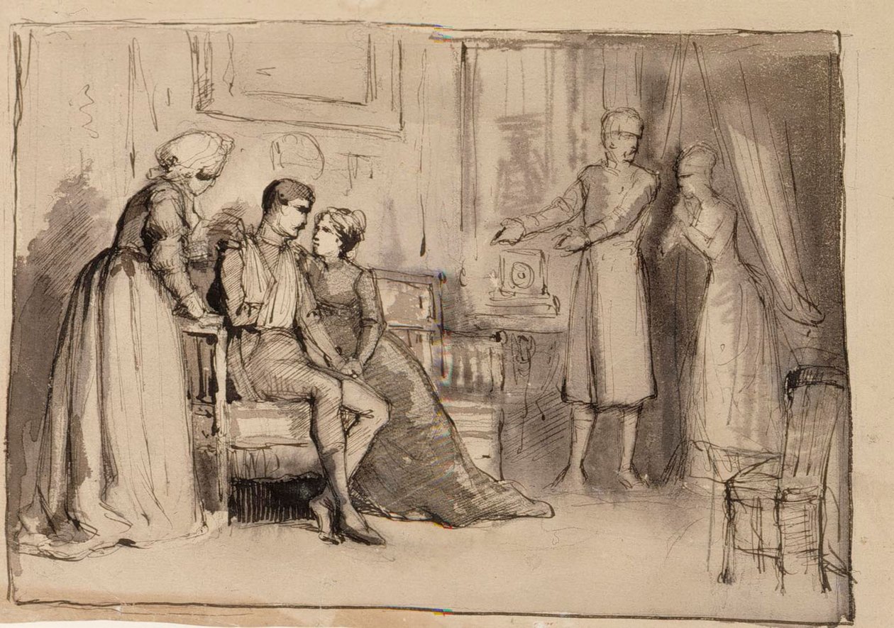A kapitány visszatérése, kompozíciós vázlat. Illusztrációk J. L. Runeberg „Julqvällen” (Karácsonyeste) című művéhez alkotó: Albert Edelfelt
