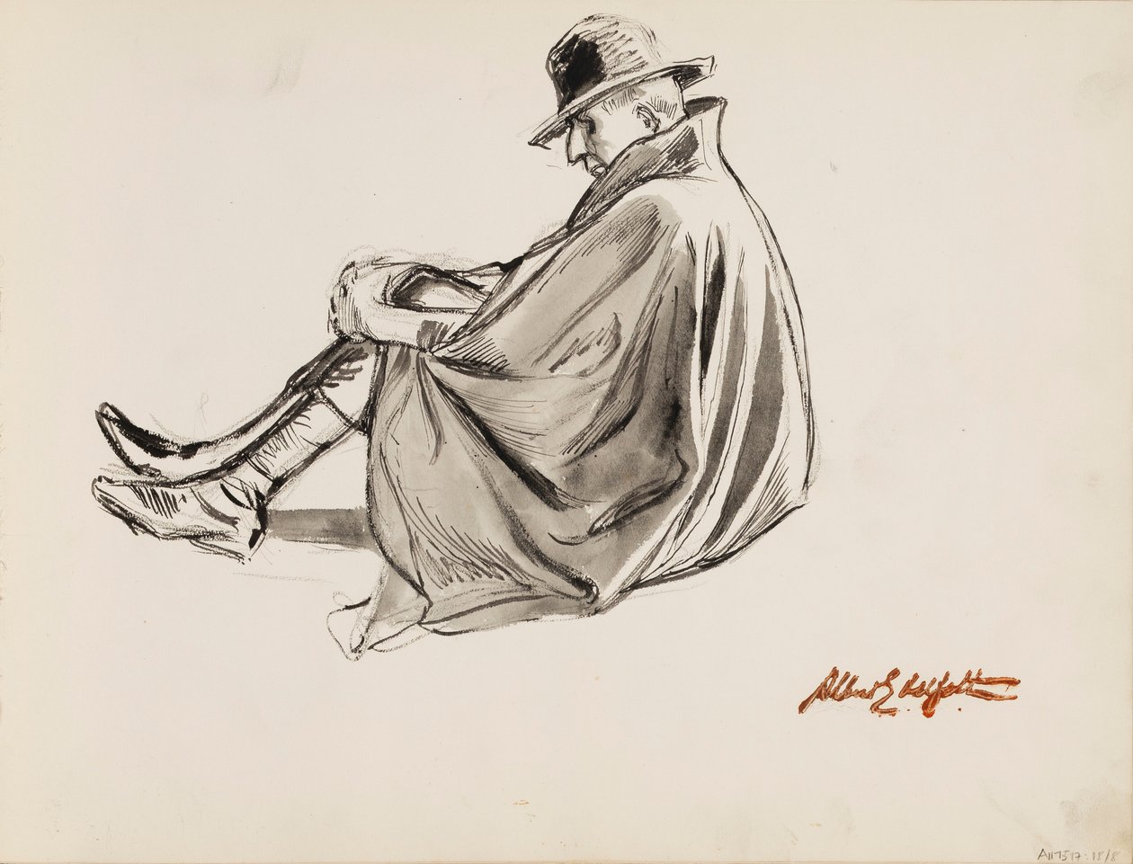 Ülő férfi köpenyben alkotó: Albert Edelfelt